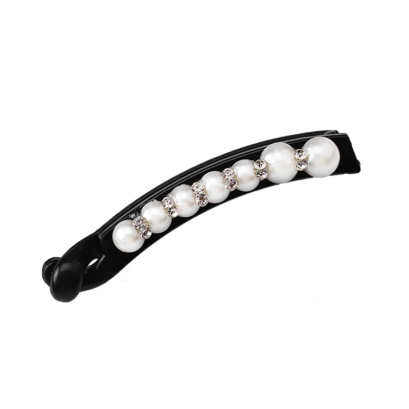 

M MISM New Women Banana Hair Clip Pearl Barrette Cheveux Bling Crystals Haarspeldjes Voor Meisjes Festival Long Hair Accessories
