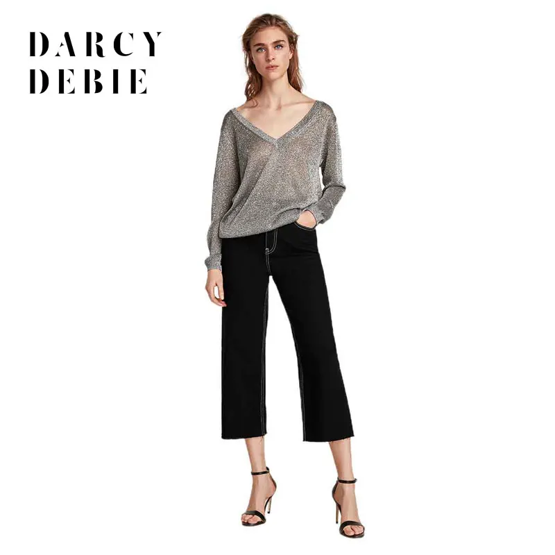Darcydebie 2019 осенние женские повседневные Модные с глубоким v-образным вырезом яркие
