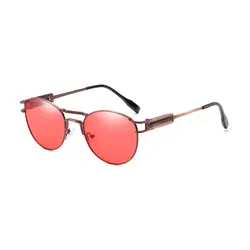 Готический стимпанк овальные очки Для мужчин Винтаж Прозрачный Красный Солнцезащитные очки Для женщин ретро металлические весенние