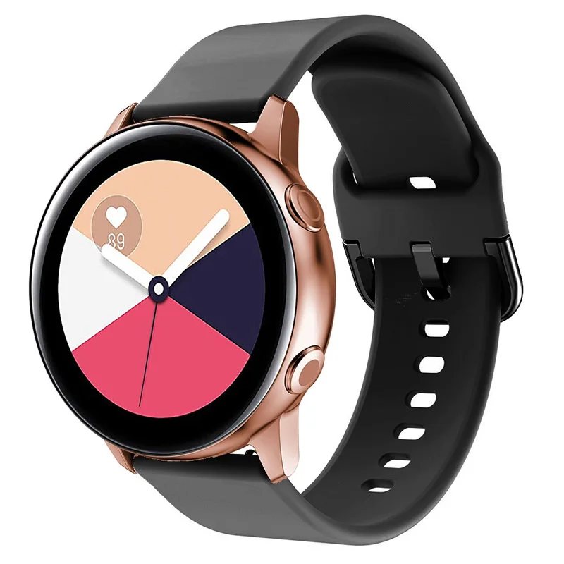 20 мм для samsung Galaxy Watch активный силиконовый ремешок часов браслет для Huami Amazfit Bip ремешок для Garmin Vivoactive3 аксессуары - Цвет: Black