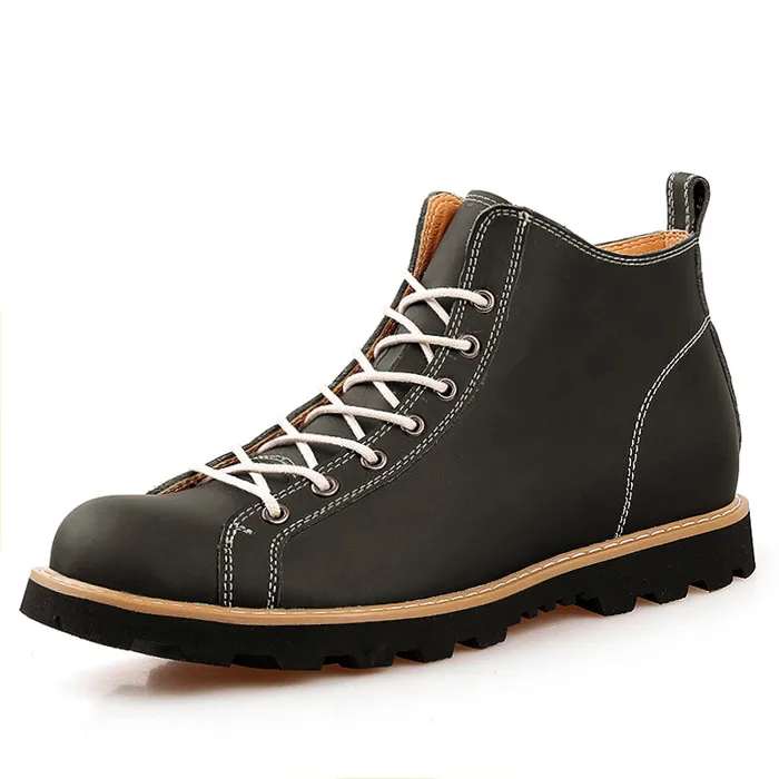 Для мужчин зимние модные сапоги ботинки из мягкой кожи Для мужчин коричневый, черный оранжевый - Цвет: Black