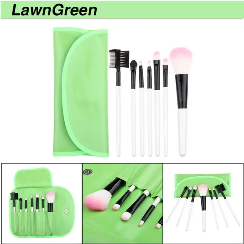 Colorido em pu Cabelo Sintético Profissional Peixe Especial Punho Plástico Cosmetic Make up Brush Kit Makeup Brushes Grupo Bolsa 7 Pcs 8 High Quality Beleza e saúde