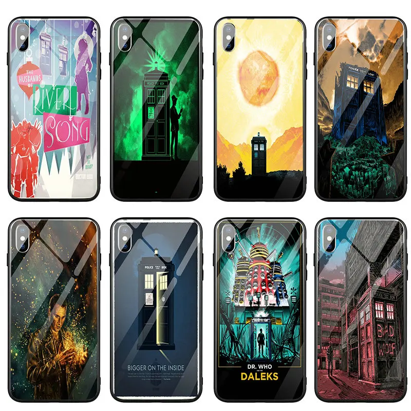 

Tempered Glass Phone Cases for iPhone 5 5S SE X XR XS Max 8 8Plus 7 7Plus 6 6S 6Plus 6SPlus Bags Doctor Who and the Daleks