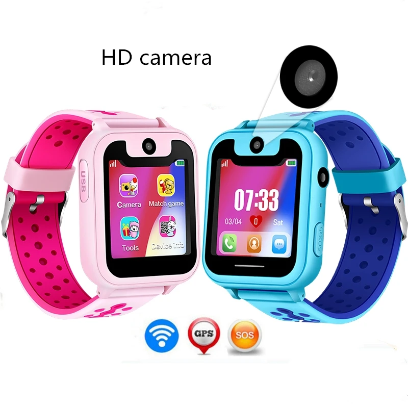 

Kids watch GPS tracker watches tow-way call HD 1.54" Touch Screen camera SOS back SIM Location Device Children smart watch S6 D