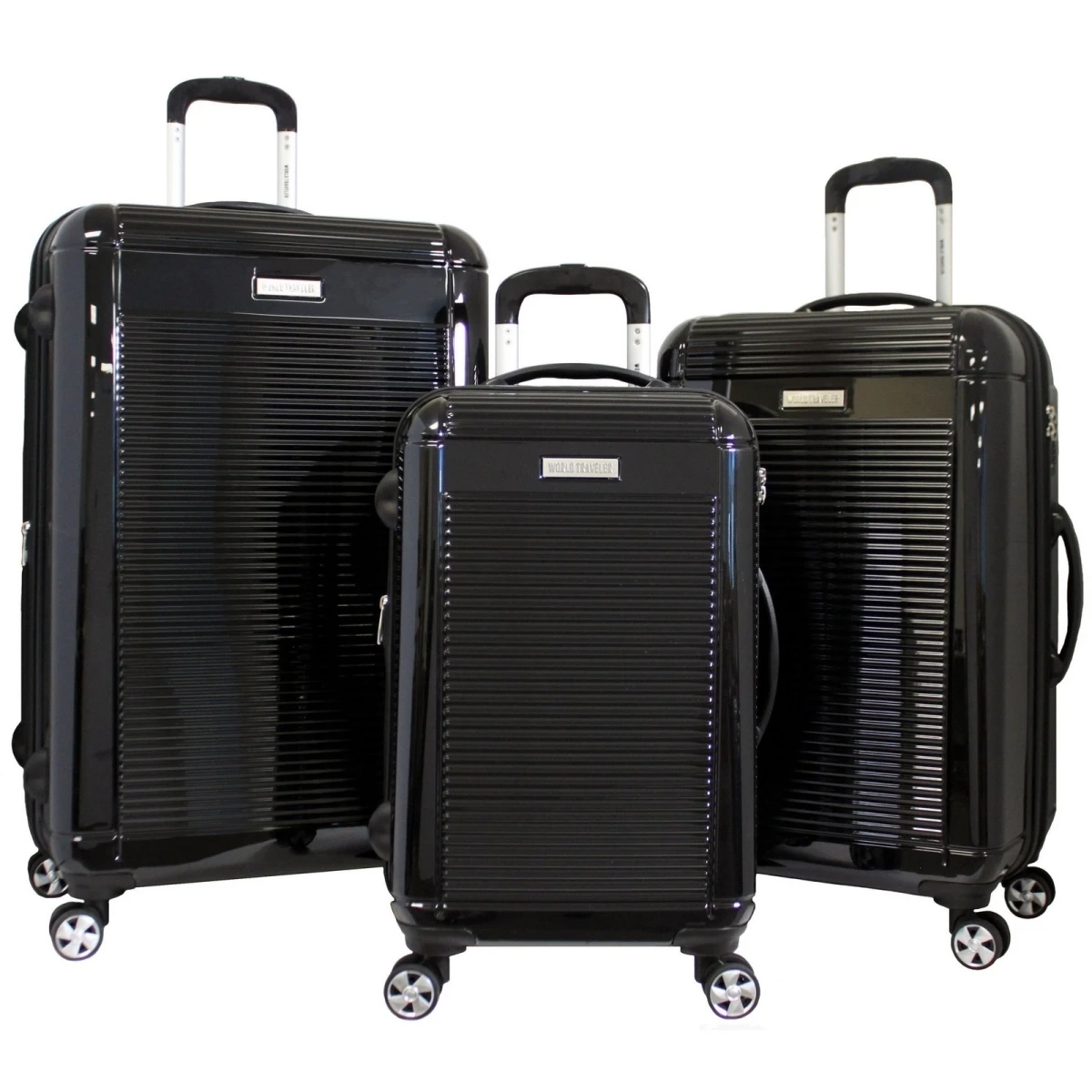 World Traveler WT4000-BLACK Regal Hardside Lightweight Spinner Luggage Set - Black 3 Piece (1)