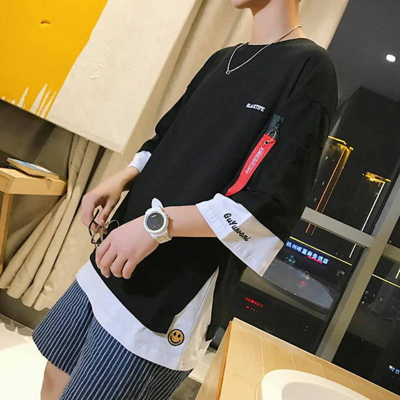 

2019 T Shirt Men Short Sleeved Hip-hop T-shirts Summer loose Mens Tshirt Tops North Korean Plus Size Streetwear Tee Shirt Face
