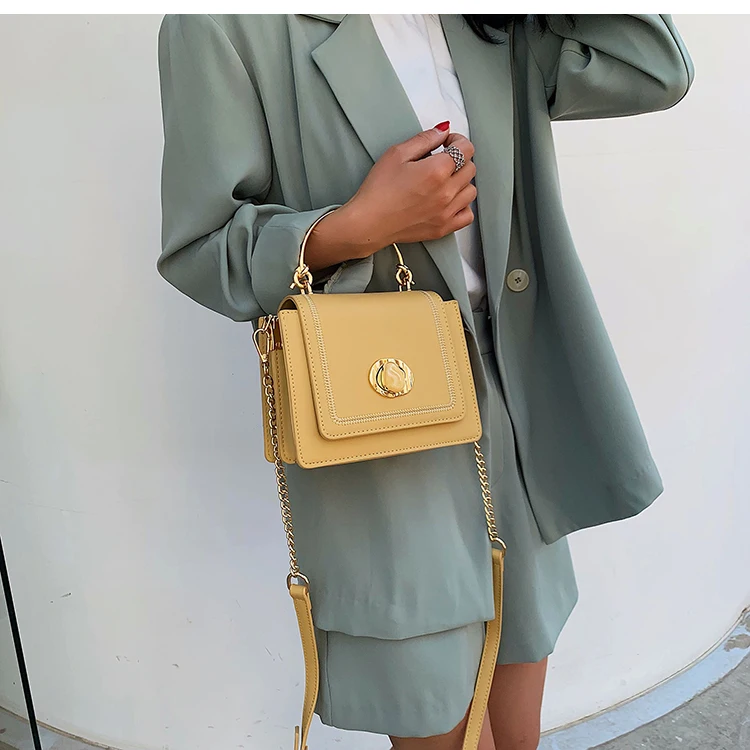 Элегантная женская сумка-тоут с металлическим кольцом, лето, новинка, качественная женская дизайнерская сумка из искусственной кожи, сумка на плечо с замком и цепочкой