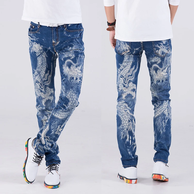 Men jeans autumn new famous brand cotton men trousers fashion Dragon ...