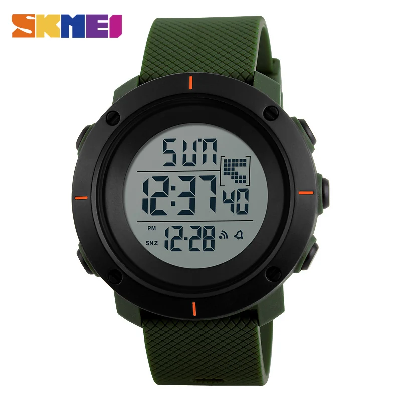 SKMEI Men Big Dial Sports Watches Multifunction Chronograph 50M Water Resistant Alarm Clock Date Digital Wristwatches
