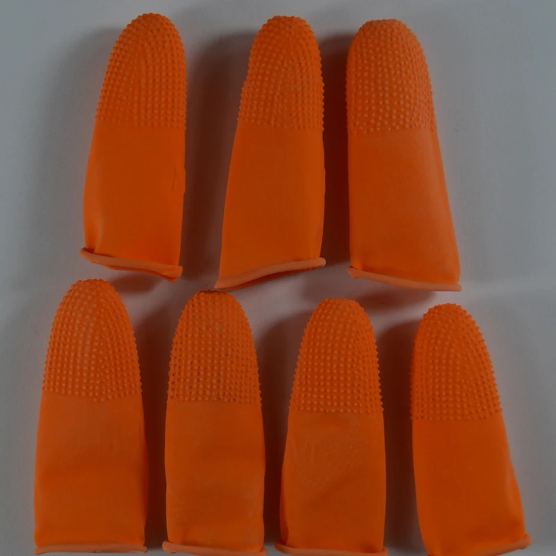 100pc pure natural latex powder-free finger cot Anti static Protective Fingertip Non-slip cots color Orange  ESD work Gloves