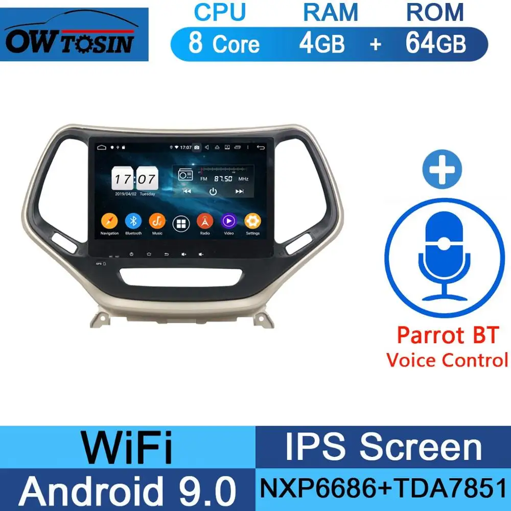 10," ips 8 Core 4 Гб+ 64 ГБ Android 9,0 Автомобильный DVD плеер для Jeep Cherokee gps радио попугай BT CarPlay - Цвет: 64G Parrot BT