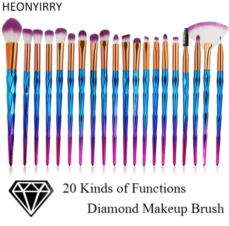 

4/7/10/20Pcs Diamond Makeup Brushes Set Plating Powder Foundation Blush Blending Eye shadow Lip Cosmetic Beauty Brush Tool