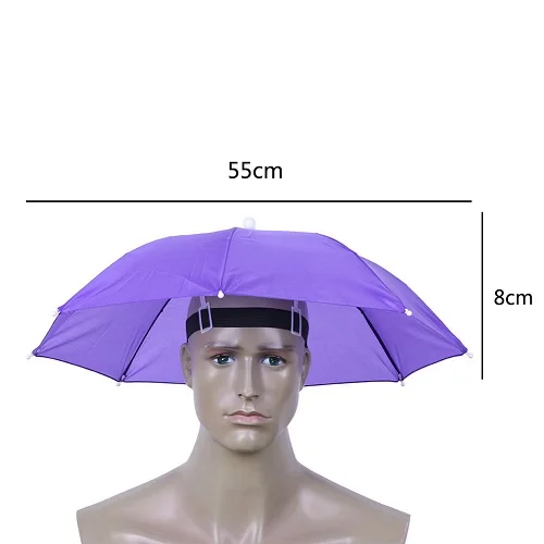 Складной зонт-шляпа для рыбалки, пешего туризма, пляжа, кемпинга, громкой связи, головной зонт, для спорта на открытом воздухе, дождевик 55 см - Цвет: 03