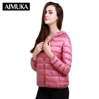 

Fashion Ladies Short Winter Warm Coat Women Ultra Light White Duck Down Jacket Women's Parka Female Short Solid Jackets