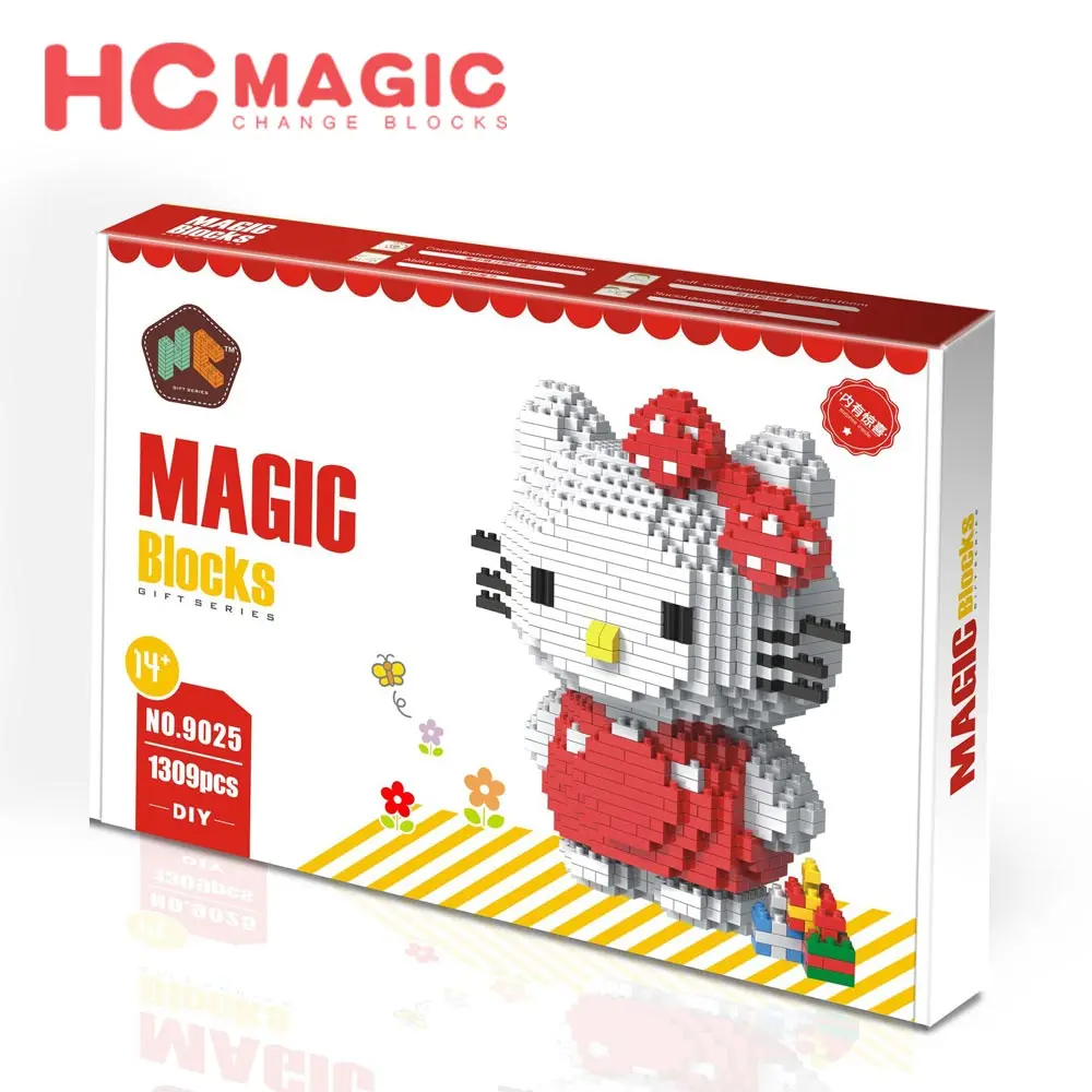 Skup HC MAGIC 9025 diamentowe klocki kot figurki anime zabawki prezenty edukacyjne figurka plastikowa do złożenia modelu DIY