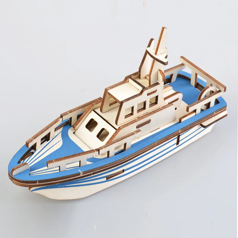 

Mini Lifeboat Model Ship 3D Wood Model Puzzle Kit Wooden Speedboat Cruise Decoration Diorama Jigsaw Toys For Children