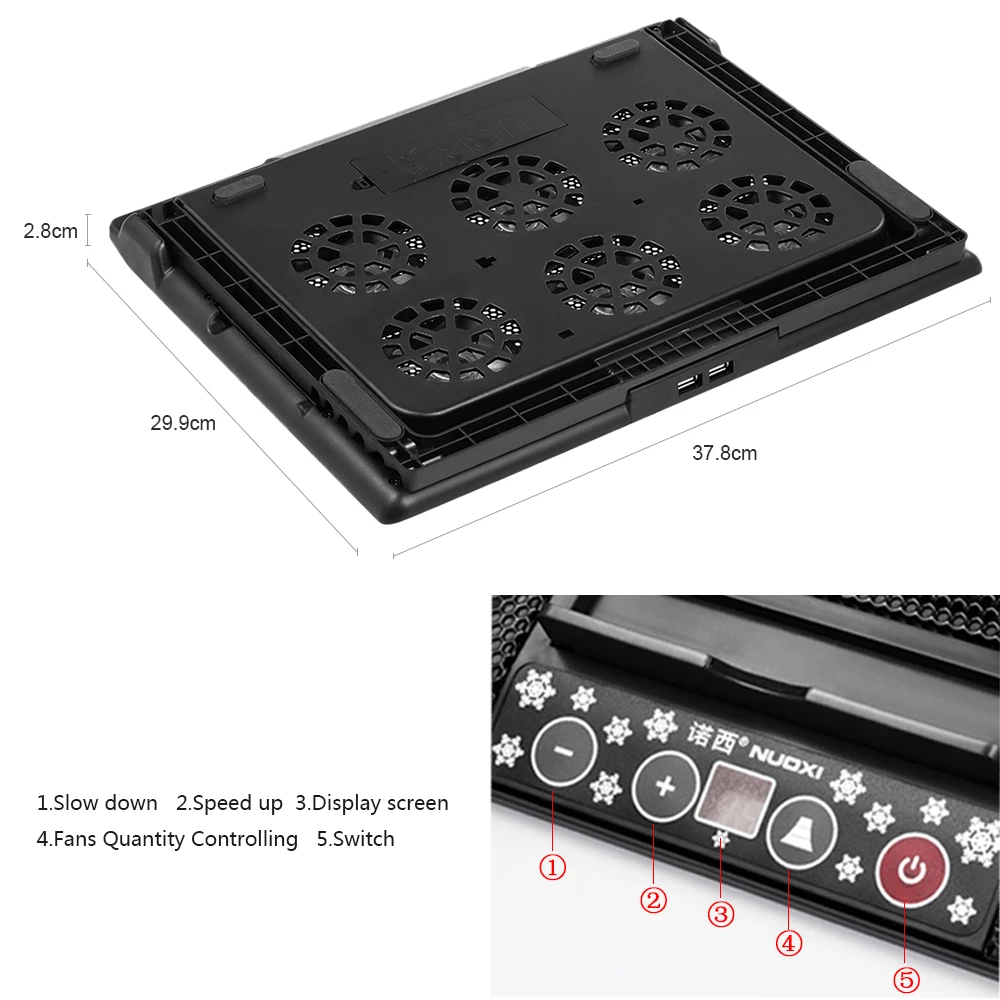 12-17 дюймов охлаждающая подставка для ноутбука USB кулер для ноутбука USB вентилятор с 6 охлаждающими вентиляторами светильник подставка и регулировка синий светодиодный вентилятор для ноутбука