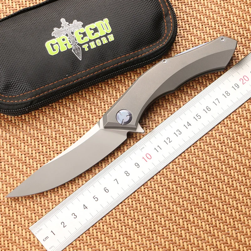 

Green thorn poluchetkiy titanium alloy turning knife, D2 blade, camping field survival knife, practical fruit knife, EDC tool