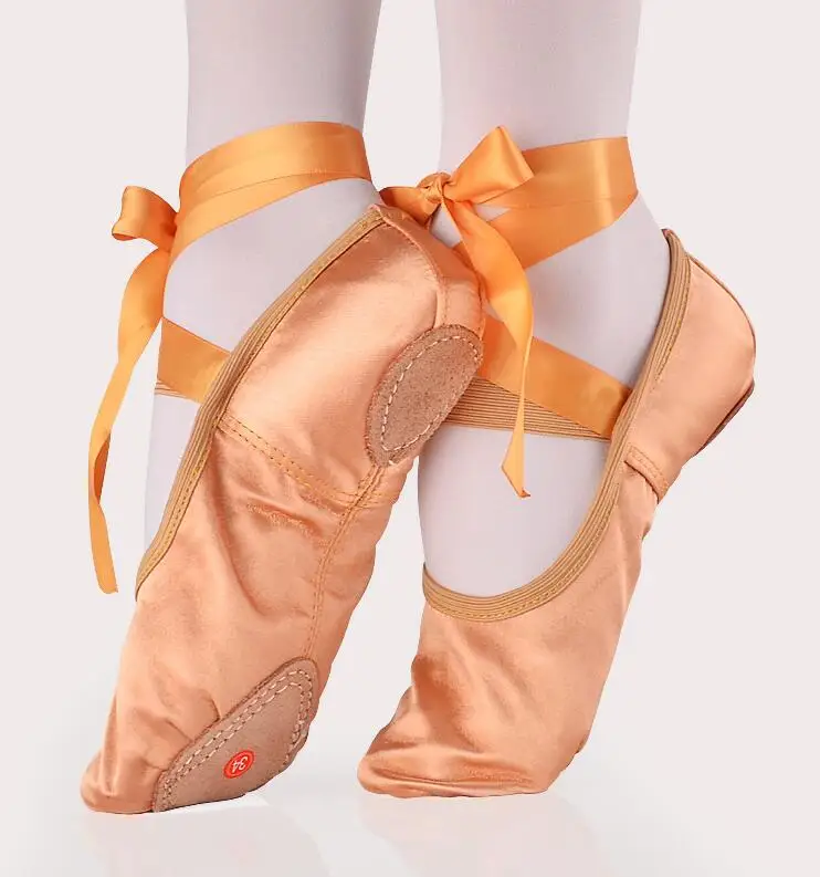 Профессиональные балетки; обувь для девочек и женщин; женские атласные балетки с лентами; детская танцевальная обувь Yogas