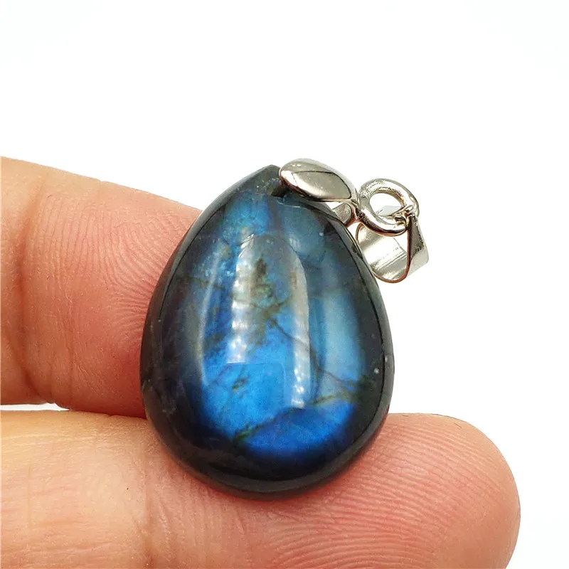 

Natural Labradorite Pendant Women Drop Gemstone Men Water Party Gift 925 Silver Sterling 32x22x9mm Crystal Necklace Pendant AAAA