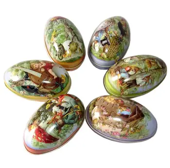 

Wholesale 100pcs/lot big size Easter Egg Tin Box mixed pattern wedding candy box Storage case SN389