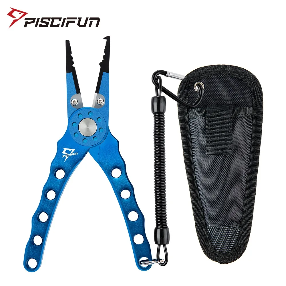 

Piscifun 2019 New Aluminum Saltwater Fishing Pliers Tungsten Carbide Braid Cutters Split Ring Pliers Hook Remover Fish Holder
