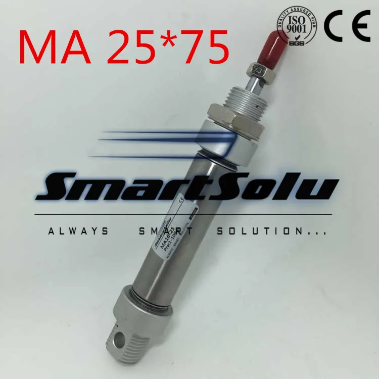 

Free Shipping MA 25-75 Pneumatic Air Cylinder 25mm Bore 75mm Stroke 25x75 Double Acting Stainless Steel Cylinder, 1/8" Port Size