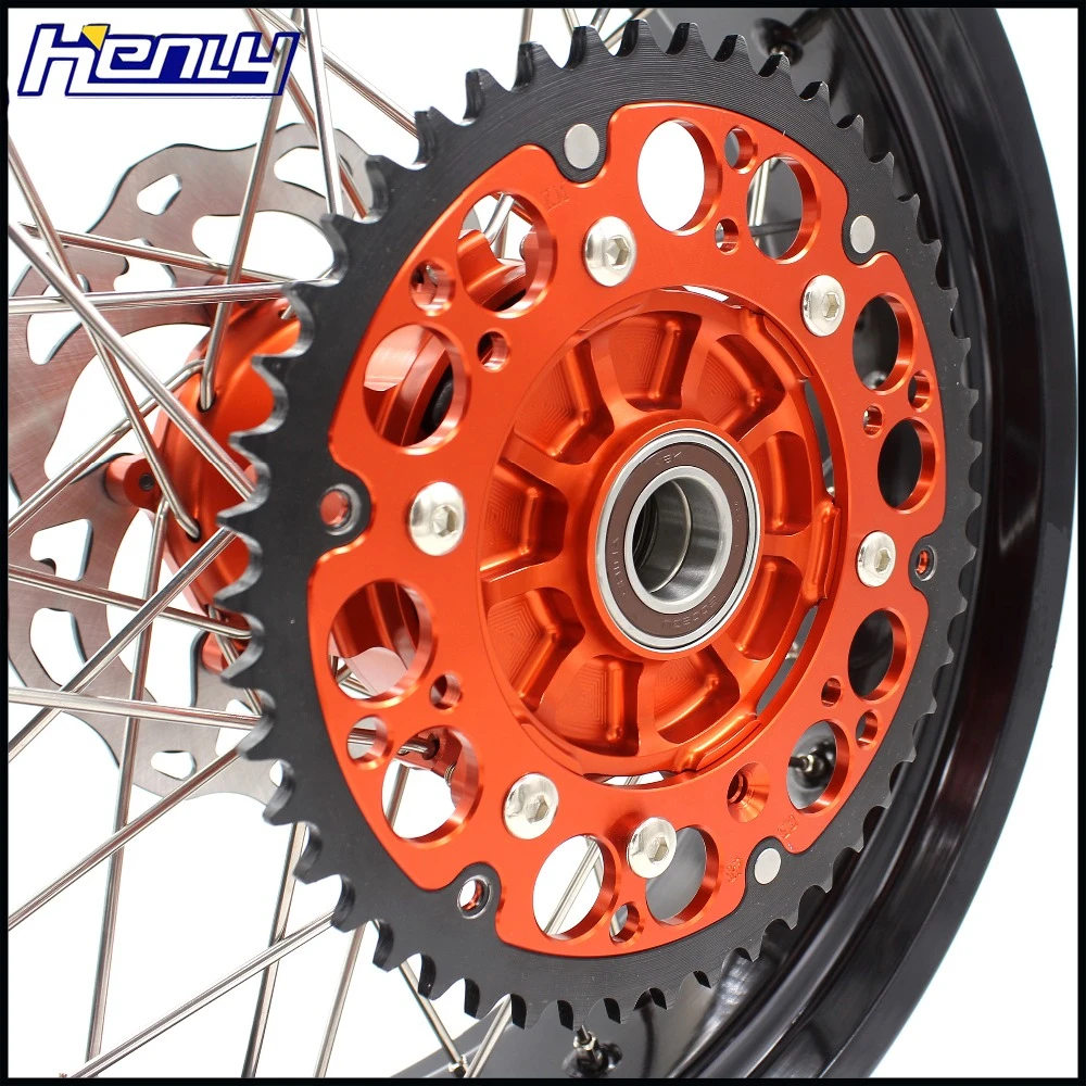 3,5& 5,0 17 дюймов полный набор колес Supermoto для KTM SX SXF XCW EXC EXC-F XC-F 125-530 2003- оранжевые диски ступицы