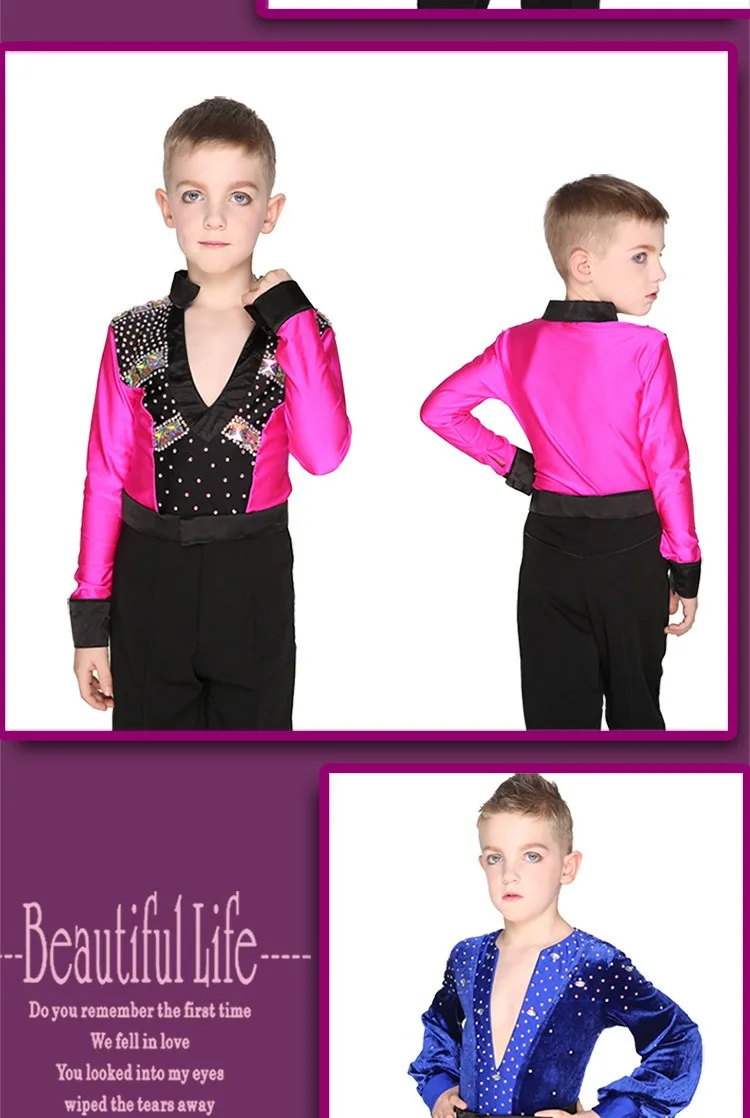 Детские топы для бальных танцев для мальчиков, костюмы для латинских танцев, трико для танцев с рубашкой, одежда для сцены и танцев для мальчиков