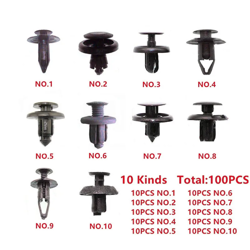 Автомобиль Черный Заклепки Крепеж клип крыло винт бампер триммер аксессуары 100x