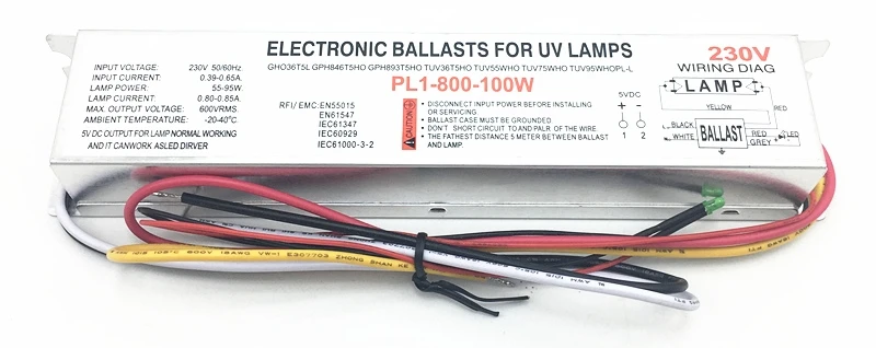 55 Вт-95 Вт специальный электронный балласт DC5V выход Светодиодный драйвер для УФ стерилизации лампа бактерицидный светильник Выпрямитель 220 в 230 В вход