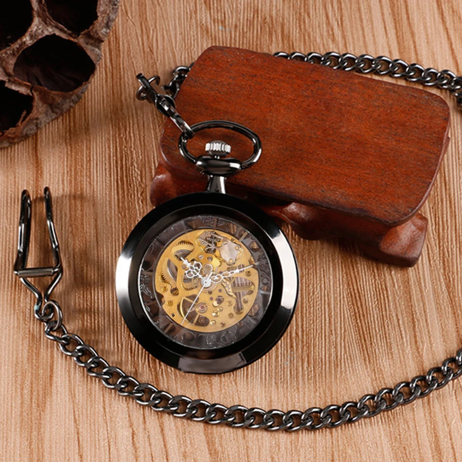 Open Face Classic Women Pendant Trendy Hand-winding Pocket Watch Vintage Luxury Mechanical Steampunk Fob Watch (8)