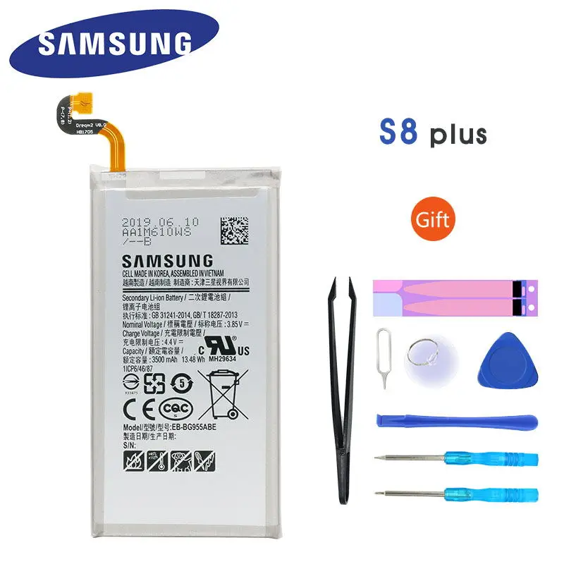 Оригинальный samsung Galaxy S8 плюс Батарея для G955 G955F G955A G955T G955S G955P 3500 мА/ч EB BG955ABE s8
