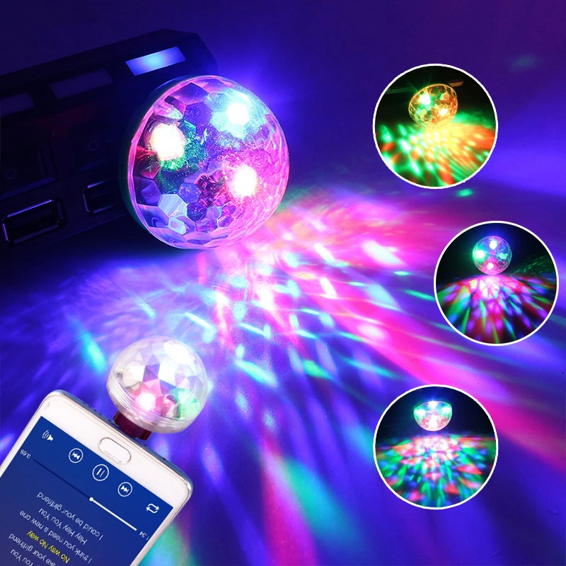 Лазерный USB светильник мини RGB светодиодный диско шар в форме сценического