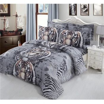 

3D Tiger Bedding Set Animal Leopard Print Duvet Cover Set Bed Sheets Flat Sheet bed linens Soft Bedclothes Pillowcase 4Pcs J20