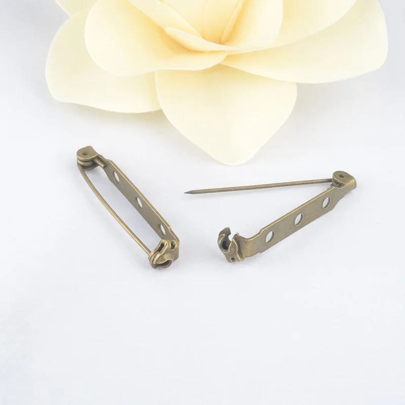 50CS 25MM 33MM Iron Brooch Back Base Brooch Pins with Safety Clasps Diy