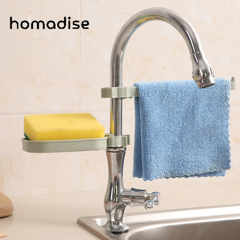

For Plastic Faucet Drain Storage Rack Kitchen Sink Sponge Rag Bracket Rack Bathroom Towel Soap Box Shelf Hanging Storage Holder