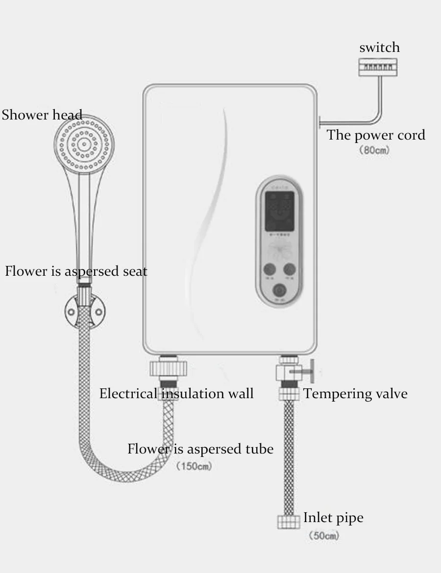 Бытовой Быстрый и мгновенный Электрический водонагреватель принимает ванну и душ без хранения воды D165