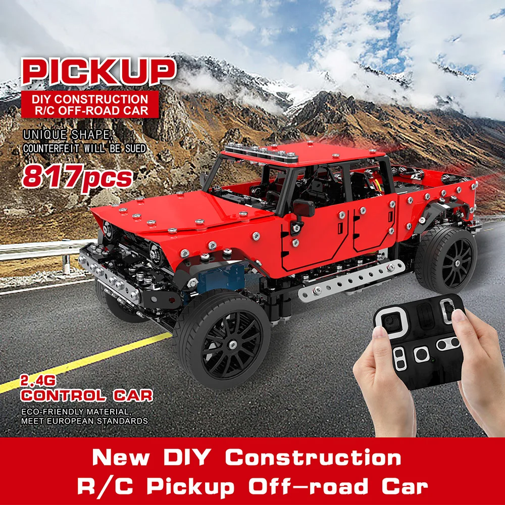 

Mini RC Car 1/16 Scale Stainless Steel 2CH Remote Control Truck Toys DIY Assembling Pickup RC Car for Kids