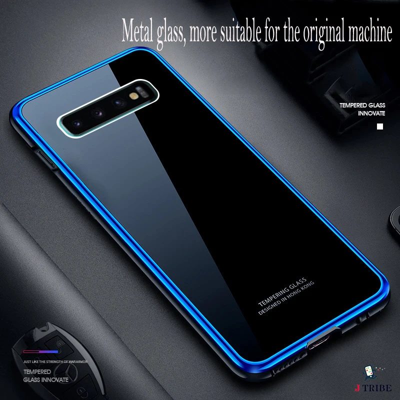 Business men's Samsung S10 tempered glass protective case fashion S10plus metal frame anti-fall mobile phone shell | Мобильные