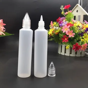 

1000pcs Empty Liquid Bottle 50ml Clear PE bottles Plastic Bottle Long Thin Dropper For Eye Drop Bottles Colorful Caps E-juice