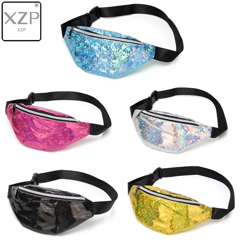 

XZP 2019 New Fanny Pack Multi-function Steam Punk Leg Fashion Bag Reflective Laser Shoulder Bag Women's Belt Waist Bag Pochete