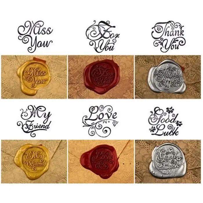 

Novelty Brass Head Wooden Handle Flower Wax Seal Stamp Letter Card Decor Gift