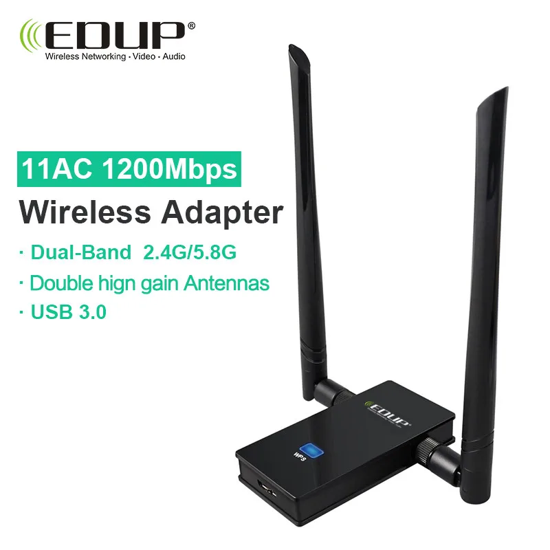 EDUP usb wifi adapter 1200mbps 5ghz high gain wifi antenna 802 11ac long distance wifi receiver
