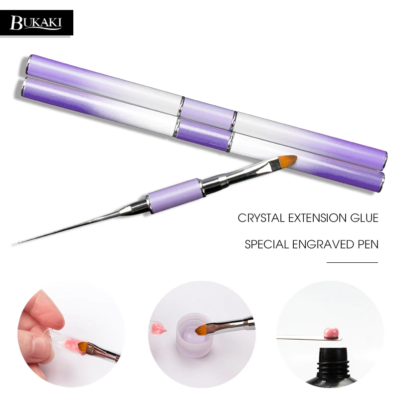 

BUKAKI Poly Gel Nail Brush Dual-ended Slice Shape Tool for Nail Tips Extension Building Acrylic Kit