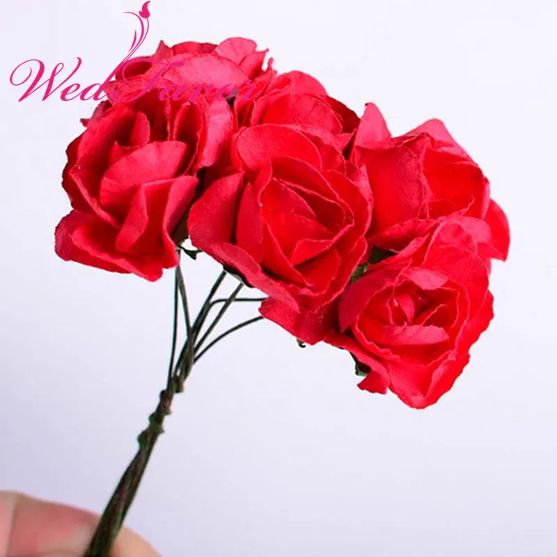 WedFavor 144 шт 3 см Искусственный Азалия тутового бумажный цветок роза букет для скрапбукинга Свадебная коробка венок украшения