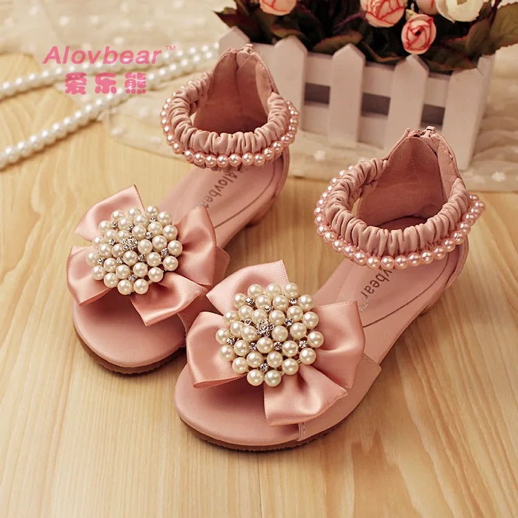 Girls summer pearls bow Sandals baby 