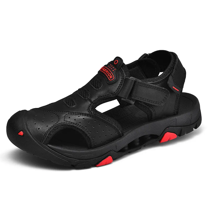 

New Fashion Summer Beach Breathable Men Sandals Genuine Leather Men's Sandal Man Causal Shoes Plus Size 38-46