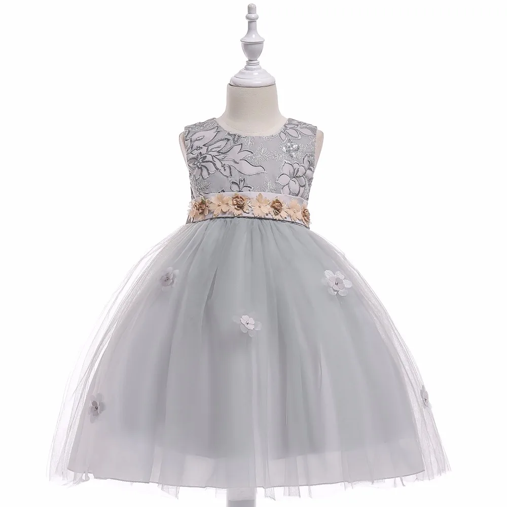 

Hot Sale Vestidos Primera Comunion Para Ninas 2018 Grey Little Girl Flower Dresses Gowns
