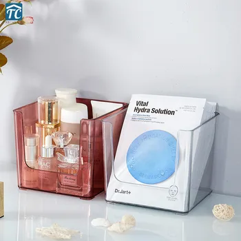 

Mask Storage Box Desktop Cosmetics Organizer Makeup Transparent Plastic Tissue Boxes Sundry Jewelry Necklace Stationery Case